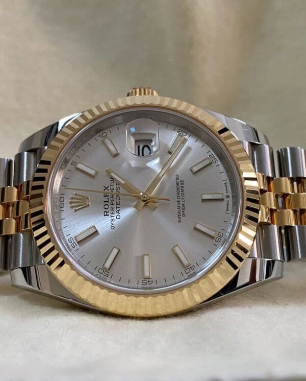 Rolex Steel and Yellow Gold Datejust 41 - 2023 - Fluted Bezel - Silver Index Dial - Jubilee Bracelet - 126333 - Image 10