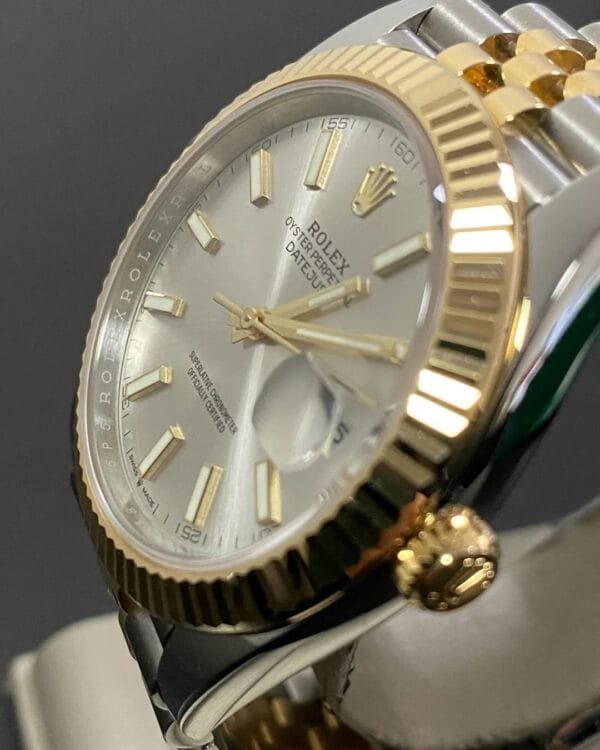Rolex Steel and Yellow Gold Datejust 41 - 2023 - Fluted Bezel - Silver Index Dial - Jubilee Bracelet - 126333 - Image 8