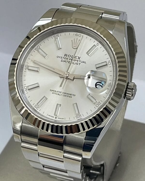 Rolex Steel and White Gold Rolesor Datejust 41 - 2023 - Fluted Bezel - Silver Index Dial - Oyster Bracelet - 126334 - Image 7