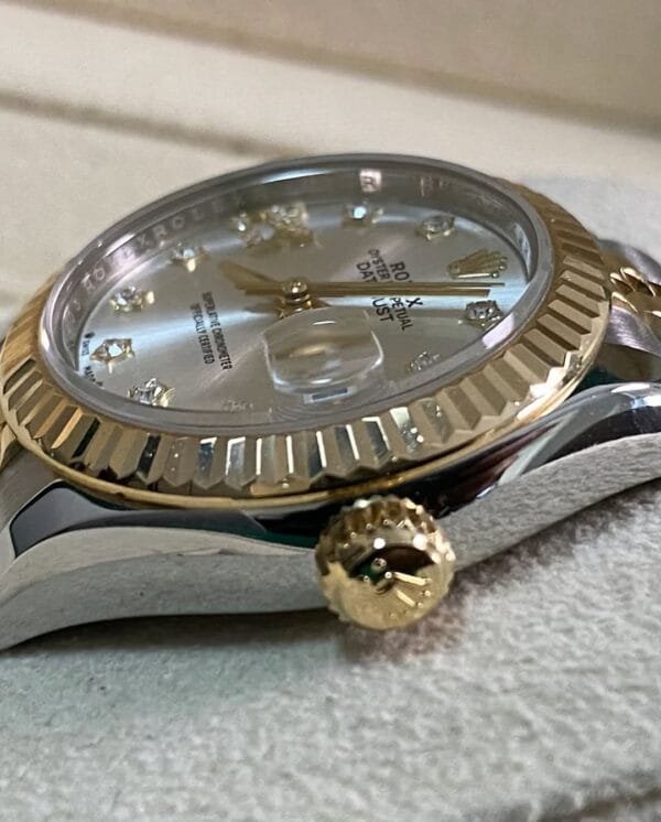 Rolex Steel and Yellow Gold Lady-Datejust 28 - 2023 - Fluted Bezel - Star Diamond Dial - Jubilee Bracelet - 279173 *FULL SET* - Image 9