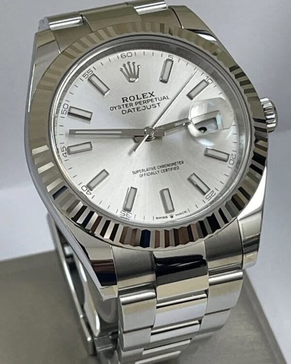 Rolex Steel and White Gold Rolesor Datejust 41 - 2023 - Fluted Bezel - Silver Index Dial - Oyster Bracelet - 126334 - Image 5