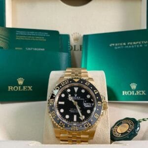 Rolex Yellow Gold GMT-Master II - 2024 - Grey and Black Bezel - Black Dial - Jubilee Bracelet - 126718GRNR *FULL SET*