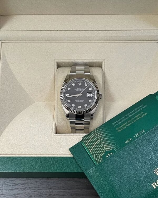 Rolex Steel and White Gold Rolesor Datejust 41 - 2023 - Fluted Bezel - Black Diamond Dial - Oyster Bracelet - 126334