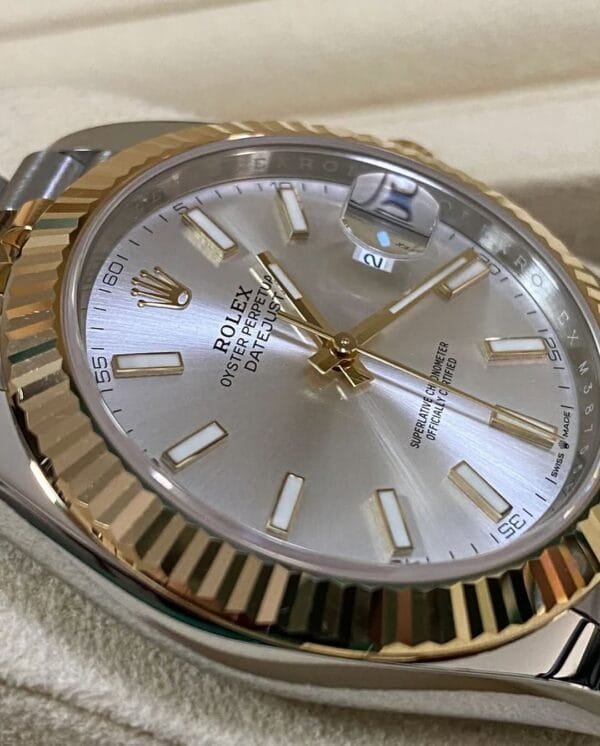 Rolex Steel and Yellow Gold Datejust 41 - 2023 - Fluted Bezel - Silver Index Dial - Jubilee Bracelet - 126333 - Image 5