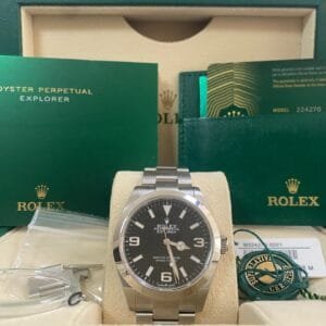olex Oyster Perpetual Explorer - 2024 - Black Dial - Smooth Bezel - 224270 *FULL SET*