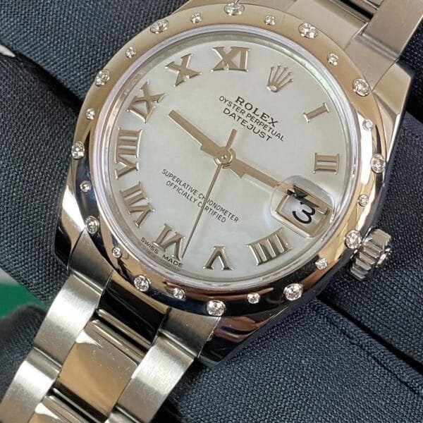 Rolex Steel and White Gold Datejust 31 - 2020 - Diamond Bezel - Mother-Of-Pearl Roman Dial - Oyster Bracelet - 178344 - Image 10