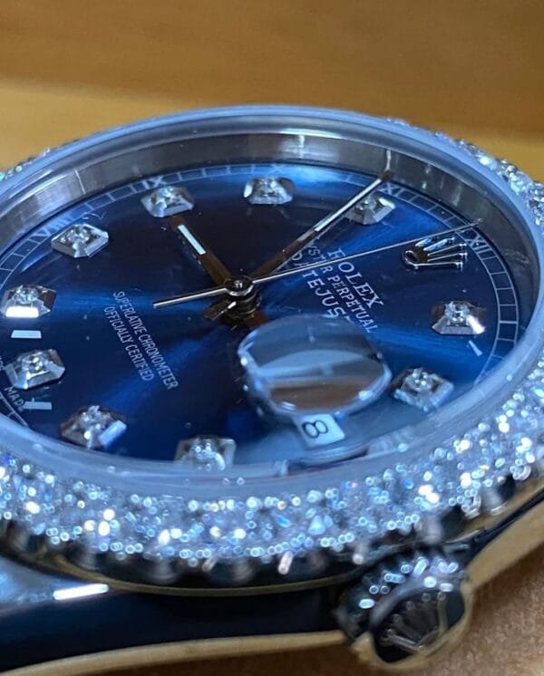 Rolex Steel Datejust 36 - W Serial - Diamond Bezel - Blue Diamond Dial - Jubilee Bracelet - 16234 - Image 9