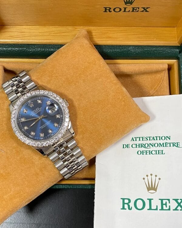 Rolex Steel Datejust 36 - W Serial - Diamond Bezel - Blue Diamond Dial - Jubilee Bracelet - 16234