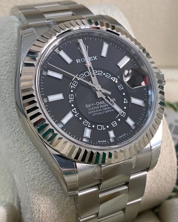 Rolex White Rolesor Sky-Dweller - 2021 - Black Index Dial - Oyster Bracelet - 326934 *FULL STICKERS* - Image 3