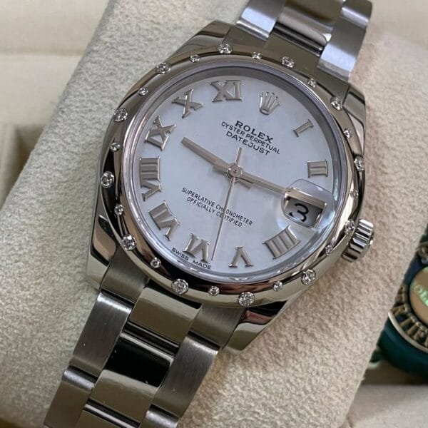 Rolex Steel and White Gold Datejust 31 - 2020 - Diamond Bezel - Mother-Of-Pearl Roman Dial - Oyster Bracelet - 178344 - Image 6
