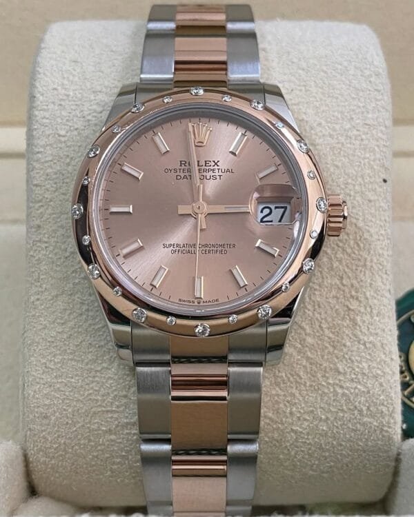 Rolex Steel and Everose Gold Datejust 31 - 2022 - Floating Diamond Bezel - Pink Index Dial - Oyster Bracelet - 278341RBR *FULL SET* - Image 7