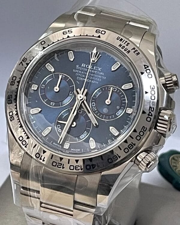 Rolex White Gold Cosmograph Daytona - 2023 - Blue Index Dial - 116509 *PARTIAL STICKERS* - Image 3