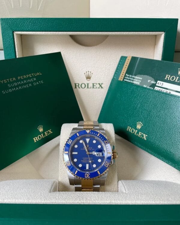 Rolex Steel and Gold Submariner Date - G Serial - Flat Blue Dial - 116613LB