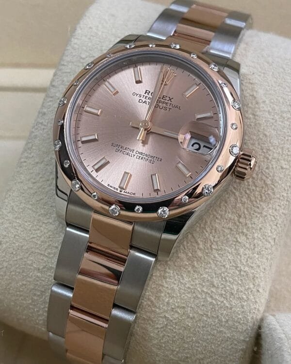 Rolex Steel and Everose Gold Datejust 31 - 2022 - Floating Diamond Bezel - Pink Index Dial - Oyster Bracelet - 278341RBR *FULL SET* - Image 5