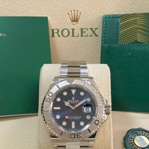 Rolex Steel and Platinum Yacht-Master 40 - 2023- Blue Dial - Platinum Bezel - 126622