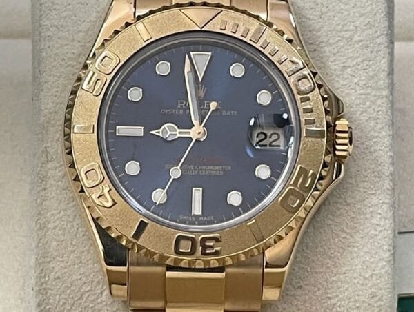 Rolex Yellow Gold Lady Yacht-Master 35 - 2001 - Blue Dial - 168628 - Image 9
