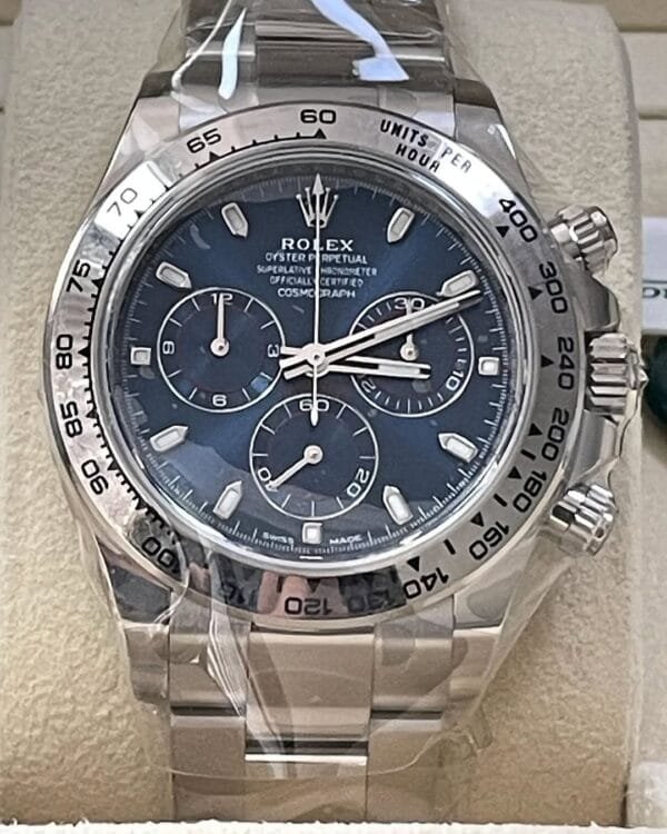 Rolex White Gold Cosmograph Daytona - 2023 - Blue Index Dial - 116509 *PARTIAL STICKERS* - Image 5