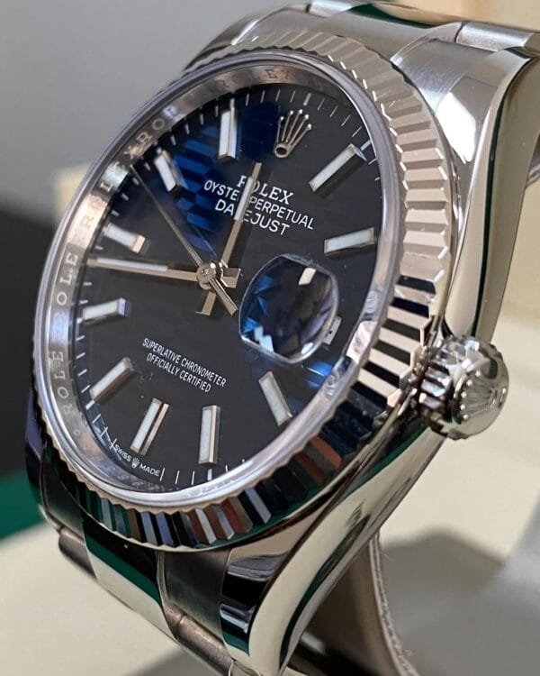 Rolex Steel Datejust 36 - 2022 - Fluted Bezel - Bright Blue Fluted-Motif Dial - Oyster Bracelet - 126234 - Image 10