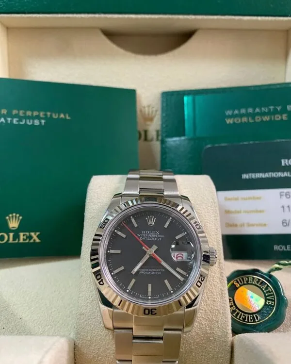 Rolex Steel Datejust 36 Turn-O-Graph - F Serial - Fluted Bezel - Black Index Dial - Oyster Bracelet - 116264