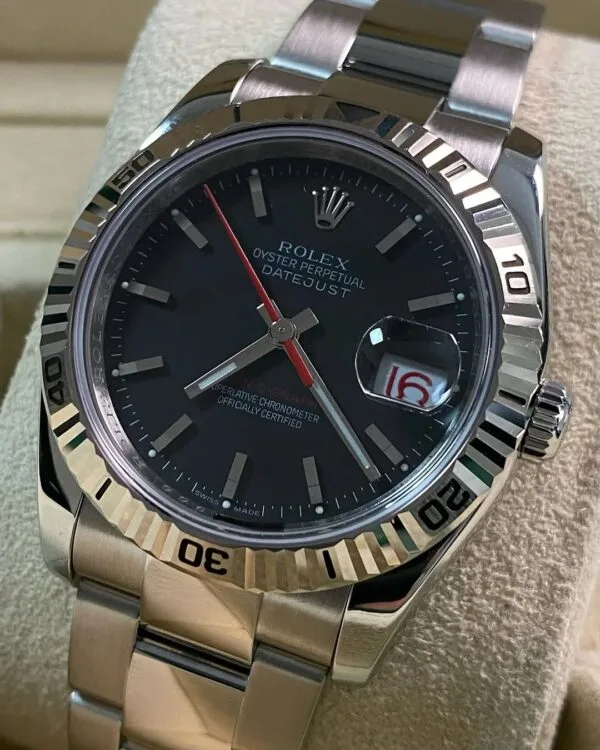 Rolex Steel Datejust 36 Turn-O-Graph - F Serial - Fluted Bezel - Black Index Dial - Oyster Bracelet - 116264 - Image 8