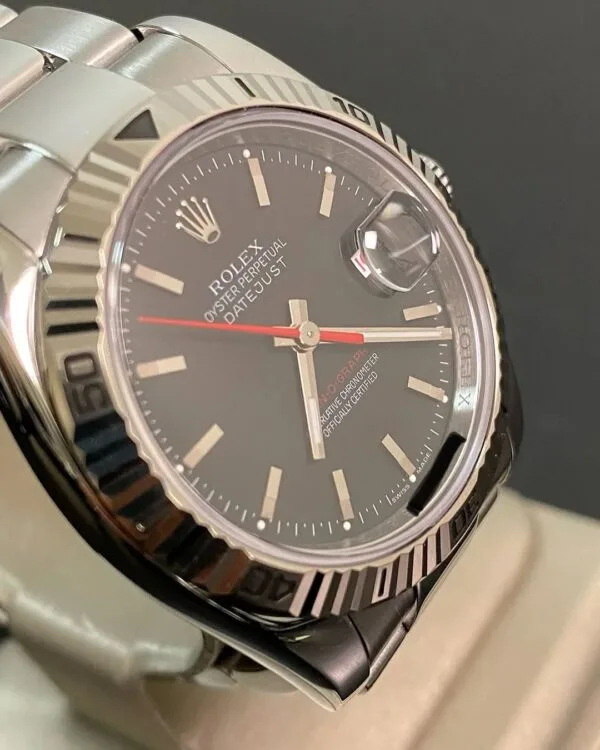 Rolex Steel Datejust 36 Turn-O-Graph - F Serial - Fluted Bezel - Black Index Dial - Oyster Bracelet - 116264 - Image 7