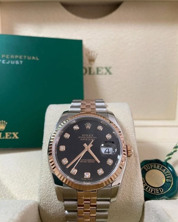Rolex Steel and Everose Gold Datejust 36 - Z serial - Fluted Bezel - White Roman Dial - Jubilee Bracelet - 116231