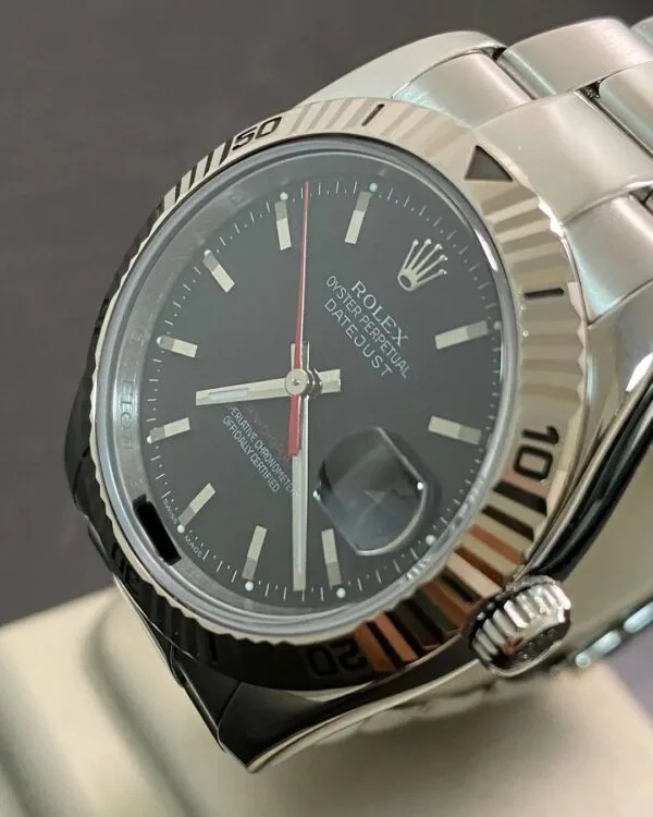 Rolex Steel Datejust 36 Turn-O-Graph - F Serial - Fluted Bezel - Black Index Dial - Oyster Bracelet - 116264 - Image 6