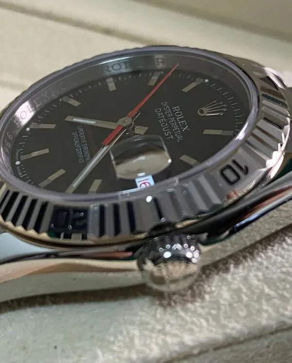 Rolex Steel Datejust 36 Turn-O-Graph - F Serial - Fluted Bezel - Black Index Dial - Oyster Bracelet - 116264 - Image 5