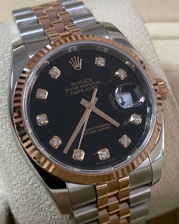 Rolex Steel and Everose Gold Datejust 36 - Z serial - Fluted Bezel - White Roman Dial - Jubilee Bracelet - 116231 - Image 5