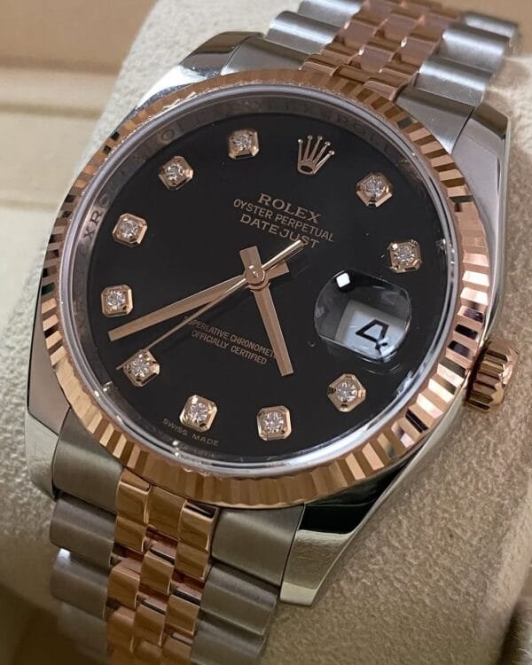 Rolex Steel and Everose Gold Datejust 36 - Z serial - Fluted Bezel - White Roman Dial - Jubilee Bracelet - 116231 - Image 4