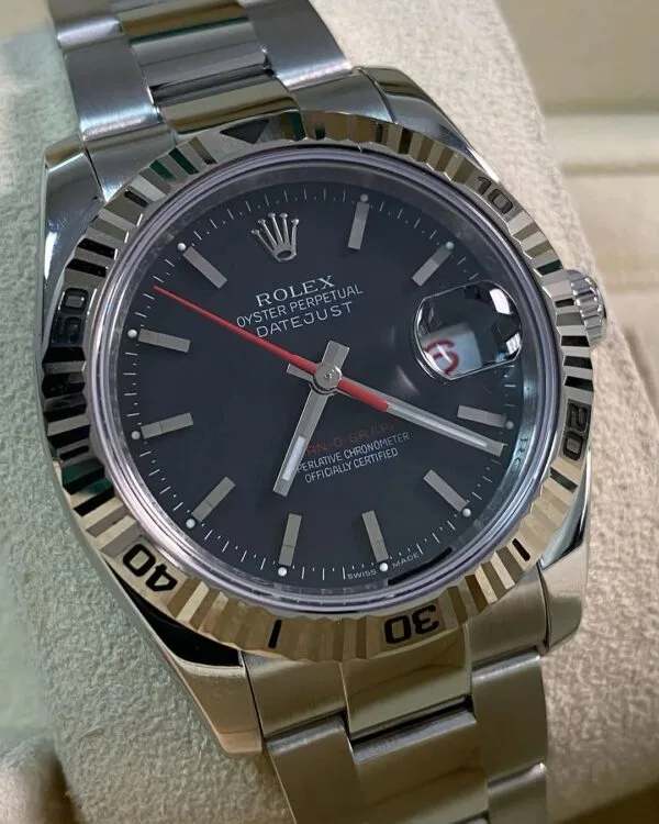 Rolex Steel Datejust 36 Turn-O-Graph - F Serial - Fluted Bezel - Black Index Dial - Oyster Bracelet - 116264 - Image 2