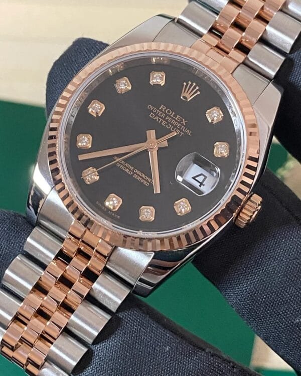 Rolex Steel and Everose Gold Datejust 36 - Z serial - Fluted Bezel - White Roman Dial - Jubilee Bracelet - 116231 - Image 3