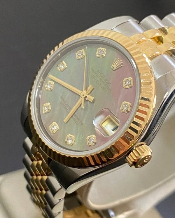 Rolex Yellow Gold Rolesor Datejust 31 - 2015 - Fluted Bezel - Black Mother of Pearl Diamond Dial - Jubilee Bracelet - 178273 *FULL SET* - Image 7