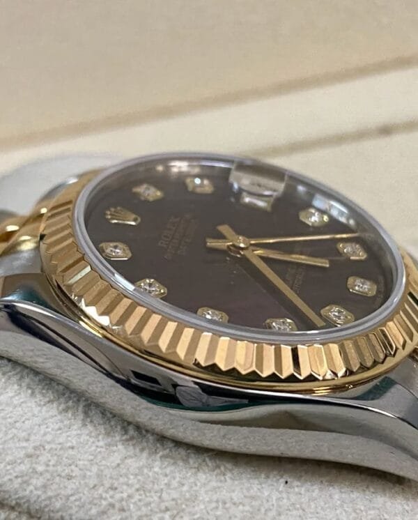 Rolex Yellow Gold Rolesor Datejust 31 - 2015 - Fluted Bezel - Black Mother of Pearl Diamond Dial - Jubilee Bracelet - 178273 *FULL SET* - Image 2