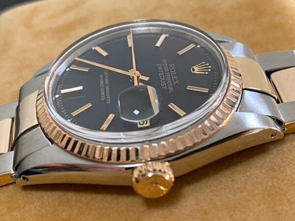 Rolex Steel and Everose Gold Datejust 36 - Fluted Bezel - Black Index Dial - Oyster Bracelet - 1601 - Image 10