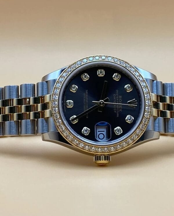 Rolex Steel and Yellow Gold Datejust 31 - 2023 - Diamond Bezel - Dark Grey Diamond Dial - Jubilee Bracelet - 278383RBR - Image 6