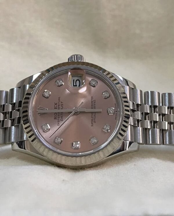 Rolex Steel and White Gold Datejust 31 - 2020 - Fluted Bezel - Pink Diamond Dial - Jubilee Bracelet - 278274 - Image 5