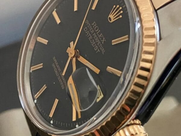 Rolex Steel and Everose Gold Datejust 36 - Fluted Bezel - Black Index Dial - Oyster Bracelet - 1601 - Image 8