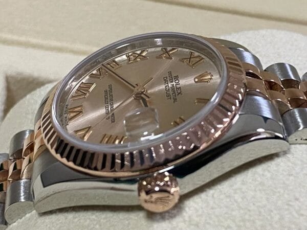 Rolex Steel and Everose Gold Datejust 31 - 2014 - Fluted Bezel - Pink Roman Dial Dial - Jubilee Bracelet - 178271 - Image 4