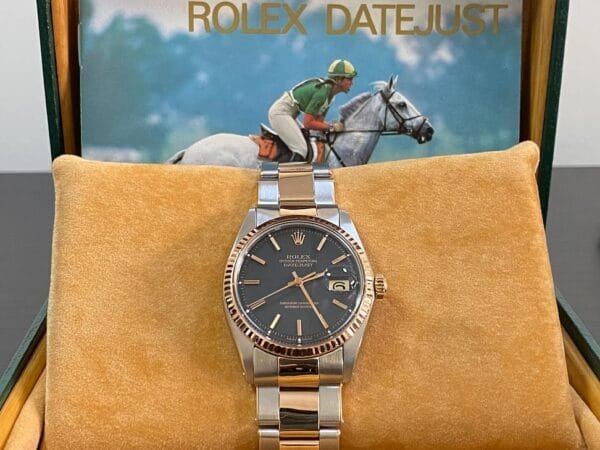 Rolex Steel and Everose Gold Datejust 36 - Fluted Bezel - Black Index Dial - Oyster Bracelet - 1601 - Image 7