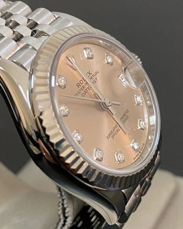 Rolex Steel and White Gold Datejust 31 - 2020 - Fluted Bezel - Pink Diamond Dial - Jubilee Bracelet - 278274 - Image 3