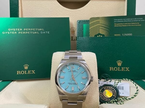 Rolex Oyster Perpetual 36 - 2024 - Domed Bezel - Tiffany Dial - Oyster Bracelet - 126000 *FULL SET*