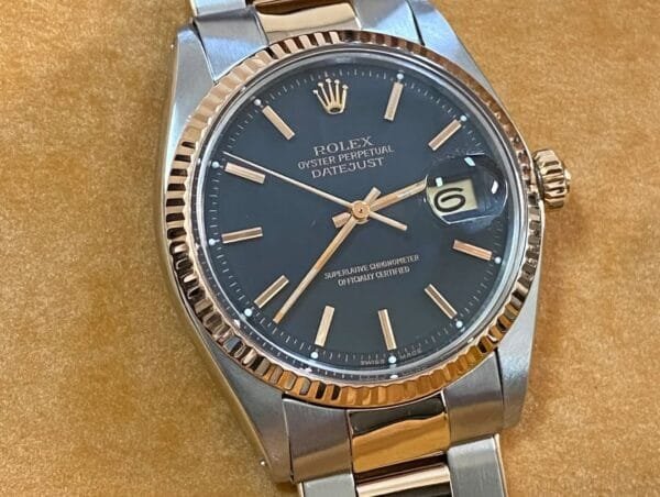 Rolex Steel and Everose Gold Datejust 36 - Fluted Bezel - Black Index Dial - Oyster Bracelet - 1601 - Image 5
