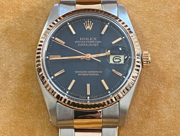 Rolex Steel and Everose Gold Datejust 36 - Fluted Bezel - Black Index Dial - Oyster Bracelet - 1601 - Image 4