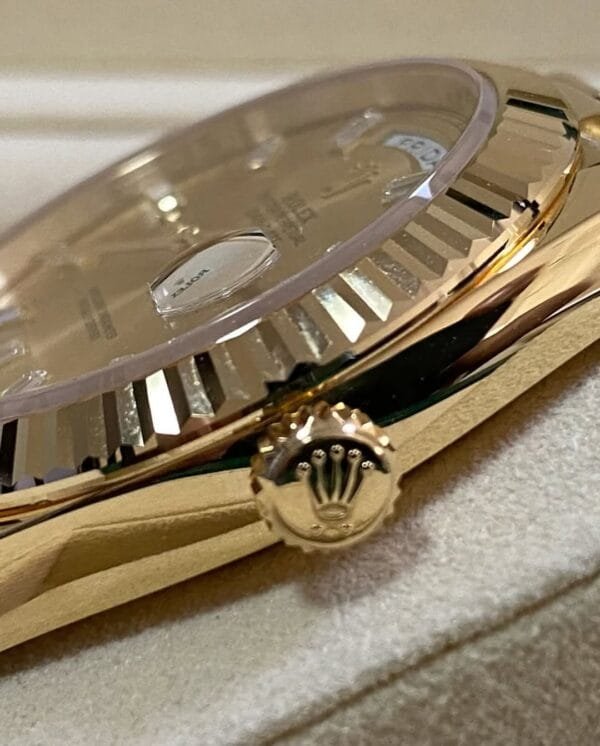 olex Yellow Gold Day-Date 40 - 2023 - Fluted Bezel - Baguette Diamond Dial - President Bracelet - 228238 - Image 2