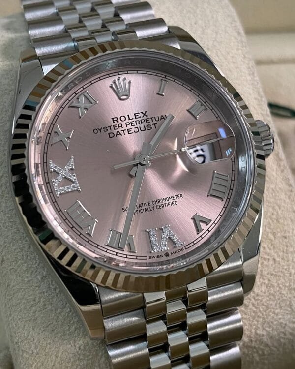 Rolex Steel Datejust 36 - 2023 - Fluted Bezel - Pink Diamond Roman VI and IX Dial - Jubilee Bracelet - 126234 *FULL SET* - Image 8