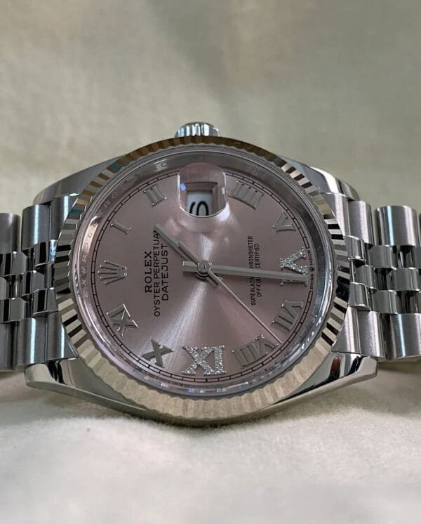Rolex Steel Datejust 36 - 2023 - Fluted Bezel - Pink Diamond Roman VI and IX Dial - Jubilee Bracelet - 126234 *FULL SET* - Image 7