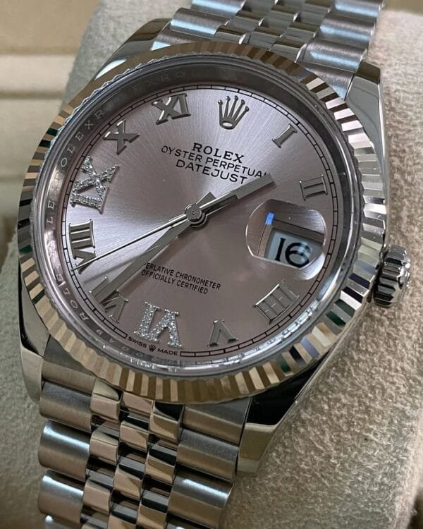 Rolex Steel Datejust 36 - 2023 - Fluted Bezel - Pink Diamond Roman VI and IX Dial - Jubilee Bracelet - 126234 *FULL SET* - Image 5