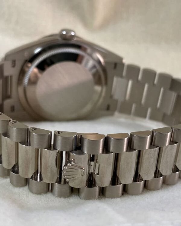 Rolex White Gold Day-Date 36 - 2024 - Diamond Bezel - Diamond Paved Rainbow Sapphire Dial - President Bracelet - 128349RBR *FULL SET* - Image 5