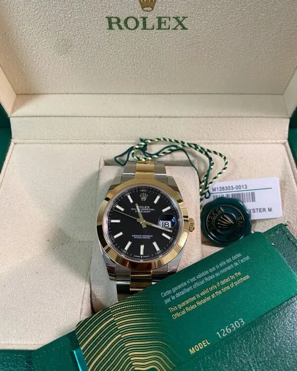Rolex Steel and Yellow Gold Datejust 41 - 2024 - Smooth Bezel - Black Index Dial - Oyster Bracelet - 126303 *FULL SET* - Image 2